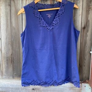 Coldwater Creek Double Lace Layering Tank Blue